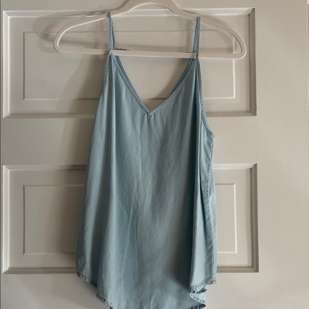 Loft Light Blue Sleeveless V-Neck Top